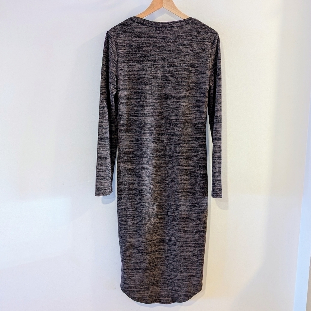 Philosophy Bodycon Long Sleeve Space Dye Dress Gray Black M Athleisure Midi - Picture 3 of 7